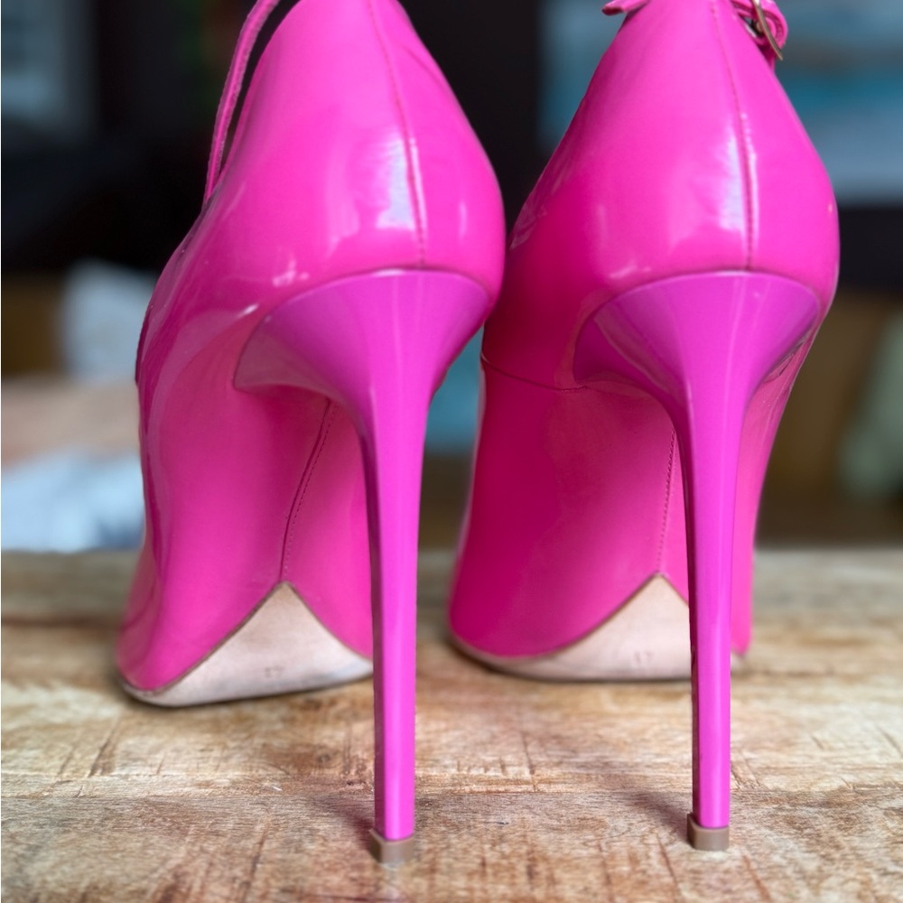OSCAR DE LA RENTA high heels pink stunning leather stilettos pumps - Picture 4 of 12